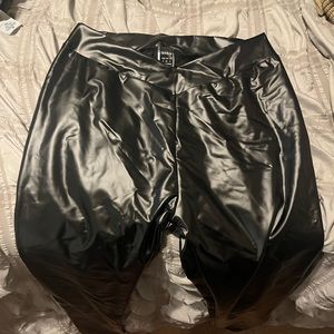 Shein faux leather crossover leggings